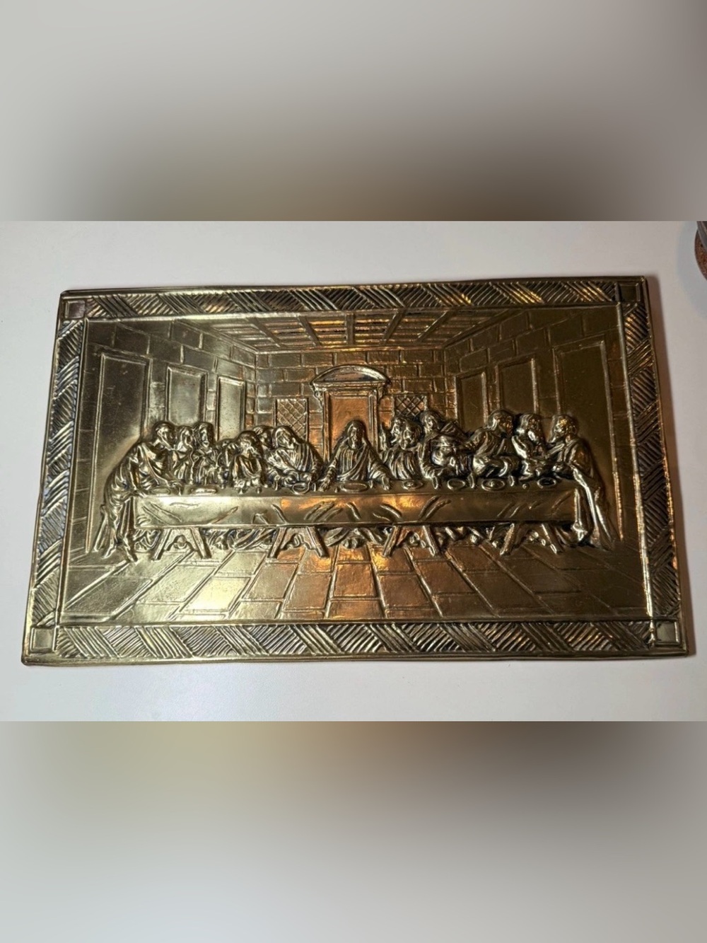VTG Brass/Copper of “The Last Supper”
 On wood . Religious
